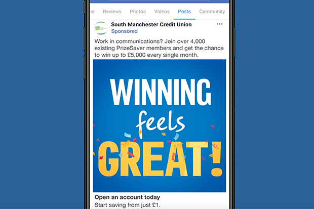 A PrizeSaver Facebook post which reads ‘Winning feels great’ with a confetti decoration