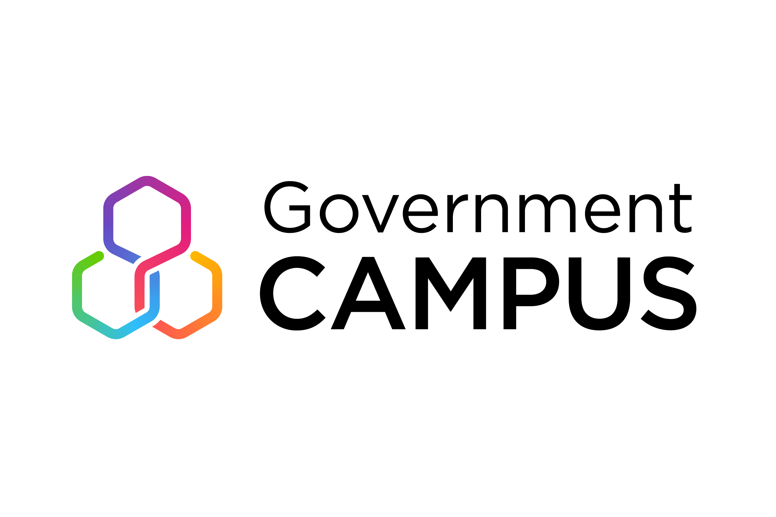Government Campus logo featuring three multi-coloured hexagons