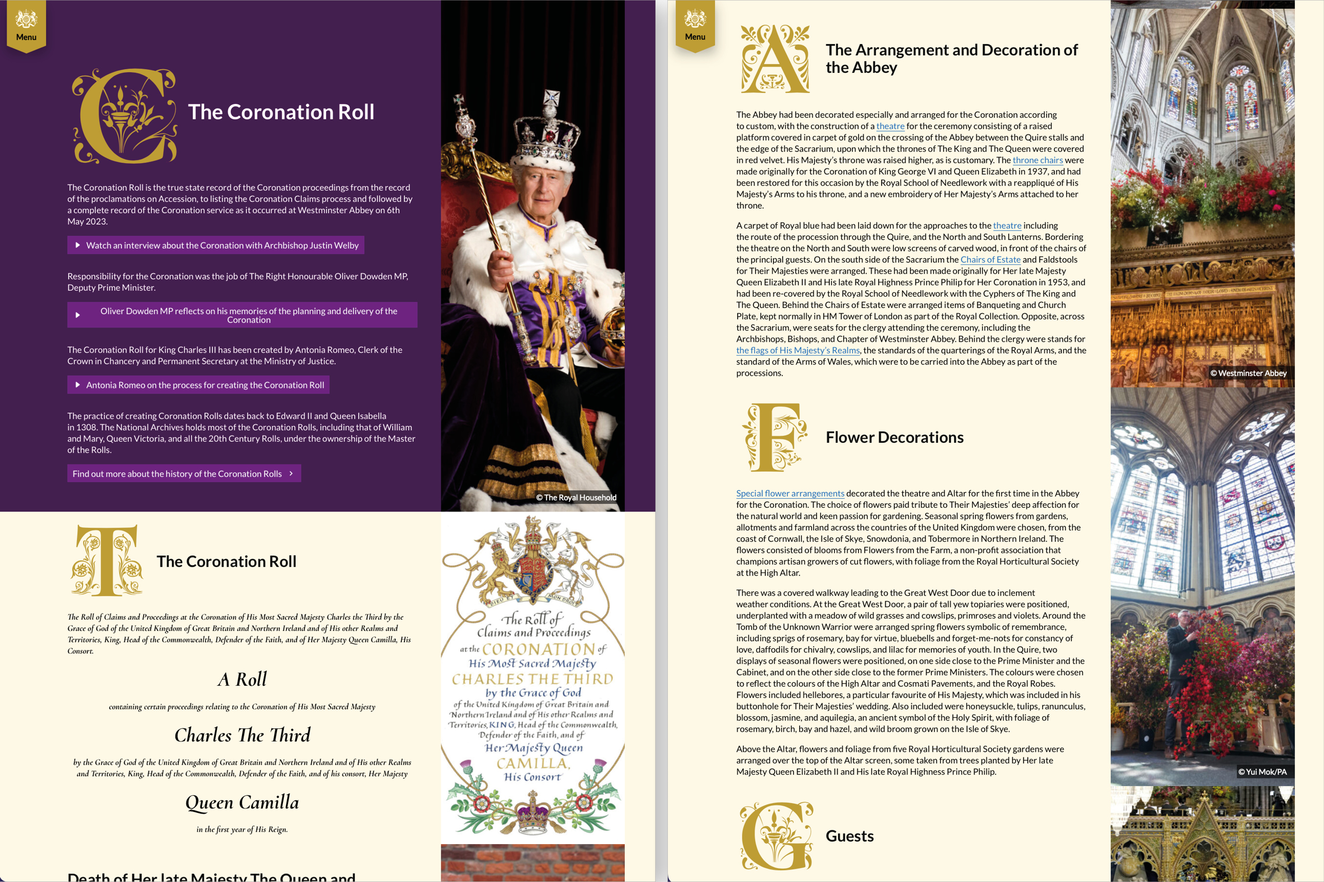 Examples from the website version of the Coronation Roll
